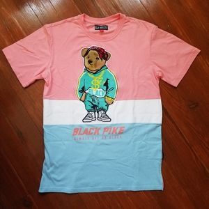 Black Pike Mens Tupac Bear Urban wear T-shirt